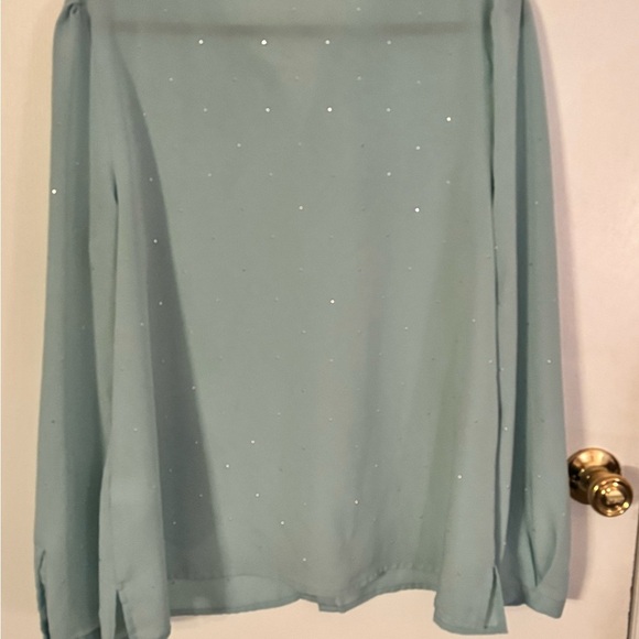 🌿 Liz Claiborne Studded Mint Green Blouse – Long Sleeve XL - Picture 4 of 4
